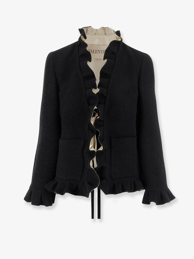 Valentino Silk Blazer With Frontal Knot Nero