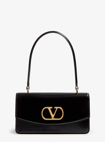 Valentino Garavani Leather Vlogo Shoulder Bag Uni Nero