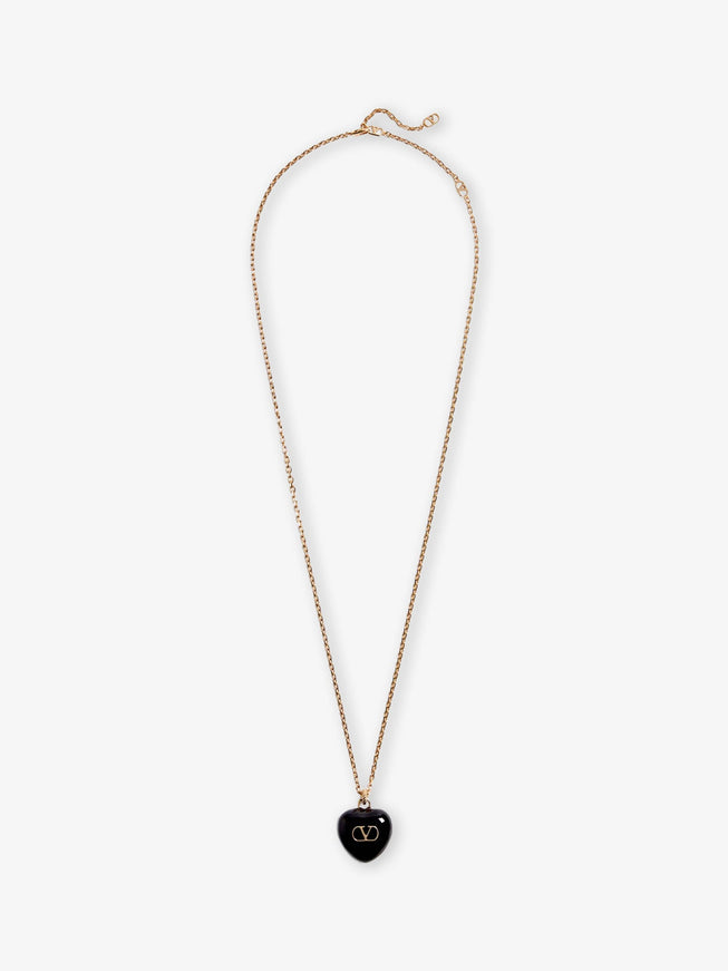 Valentino Garavani Coeur Royal Metal And Enamel Necklace Uni Oro Nero