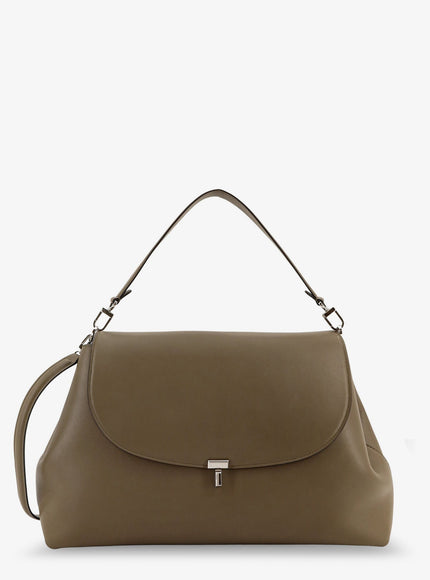 Toteme T-Lock Leather Shoulder Bag Uni Taupe