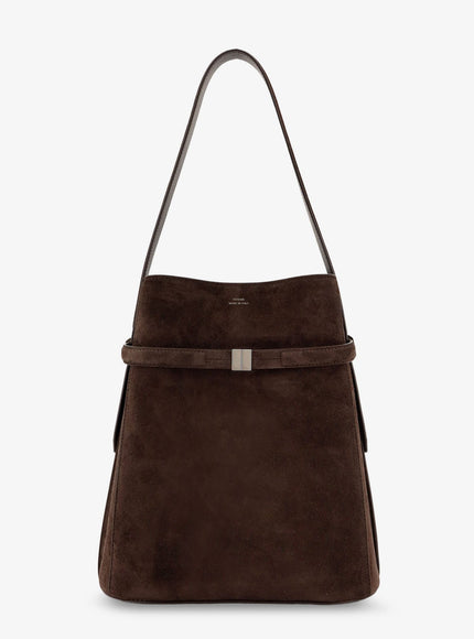 Toteme Belted Suede Bucket Bag Uni Brown