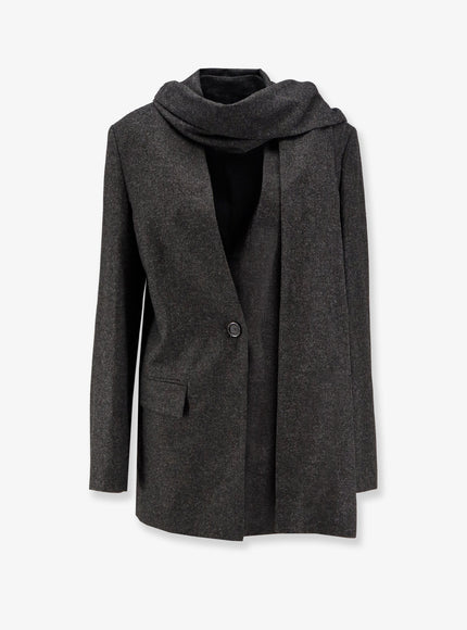 Toteme Viscose And Wool Blazer Charcoal Melange