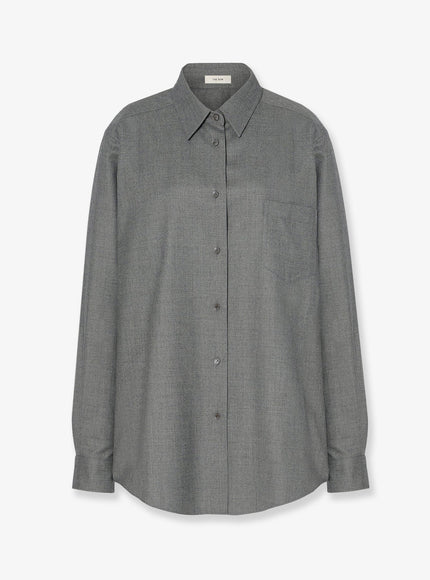 The Row Pino Virgin Wool Shirt Grey