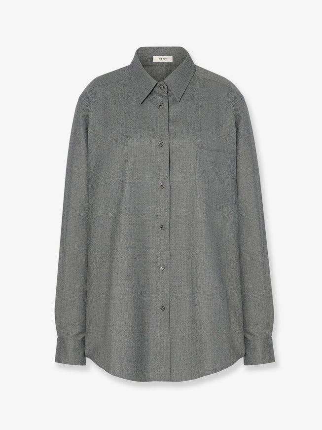 The Row Pino Virgin Wool Shirt Grey