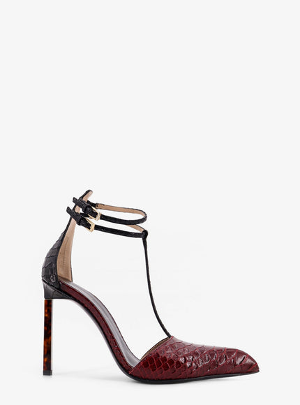 Tom Ford Python-Effect Leather Pumps Ruby Red Black