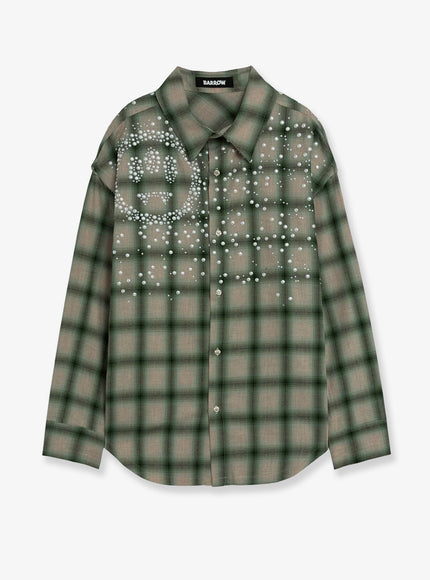 Barrow Shirt With Check Pattern And All-Over Studs Verde