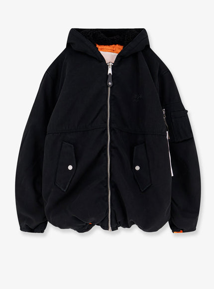 Purple Brand Alpha X Purple Hooded Reversible Bomber Jacket Nero