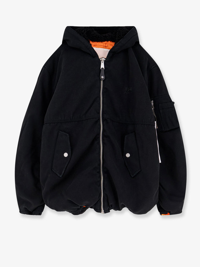 Purple Brand Alpha X Purple Hooded Reversible Bomber Jacket Nero