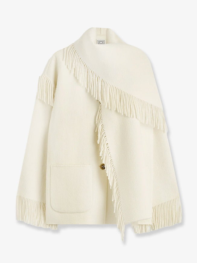 Toteme Wool Coat With Scarf Winter White