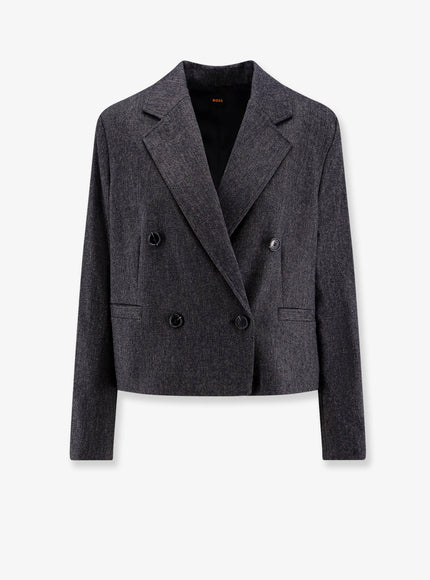 Boss Jafleni Double-Breasted Wool Blend Blazer Dark Blue