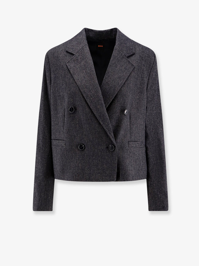 Boss Jafleni Double-Breasted Wool Blend Blazer Dark Blue