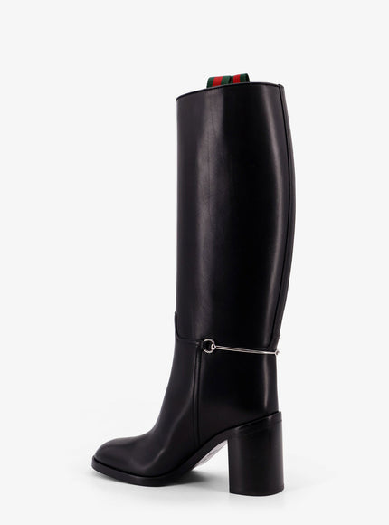 Gucci Leather Boots With Slim Horsebit Detail