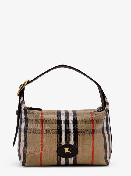 Burberry Coated Canvas Handbag With Check Pattern Uni Sand