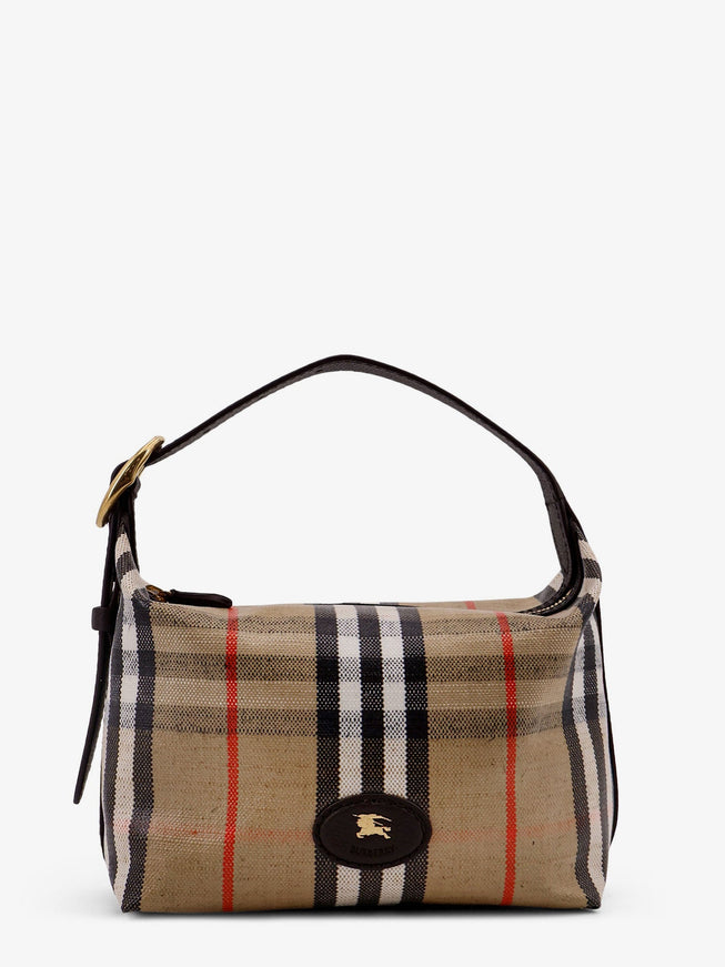 Burberry Coated Canvas Handbag With Check Pattern Uni Sand