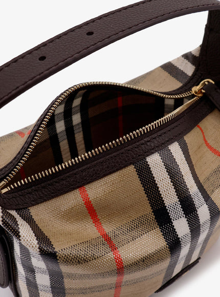 Burberry Coated Canvas Handbag With Check Pattern