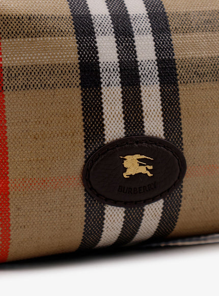 Burberry Coated Canvas Handbag With Check Pattern