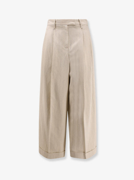Alysi Sartorial Viscose And Linen Trousers Burro