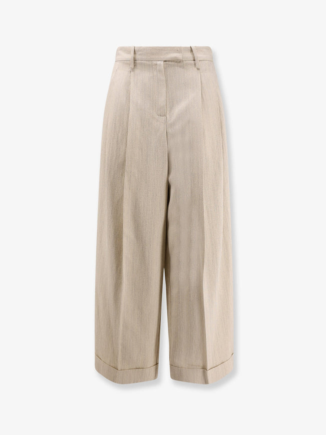 Alysi Sartorial Viscose And Linen Trousers Burro