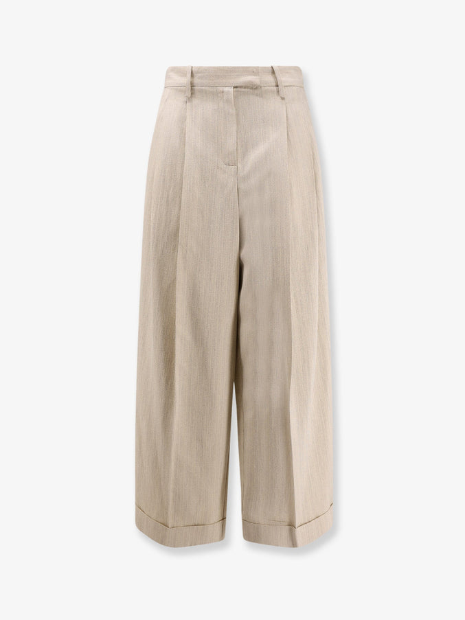 Alysi Sartorial Viscose And Linen Trousers Burro