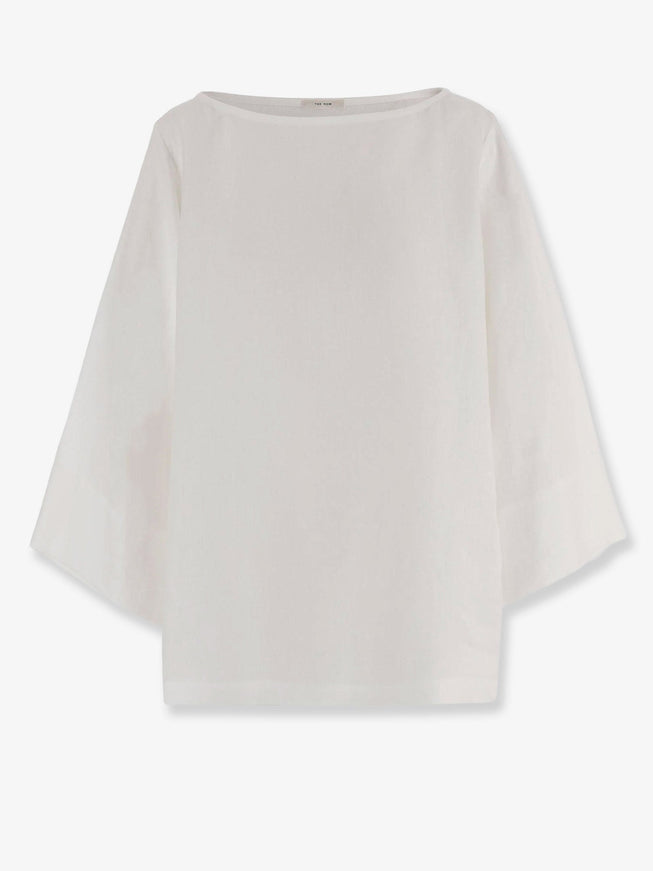 The Row Junia Linen Shirt White
