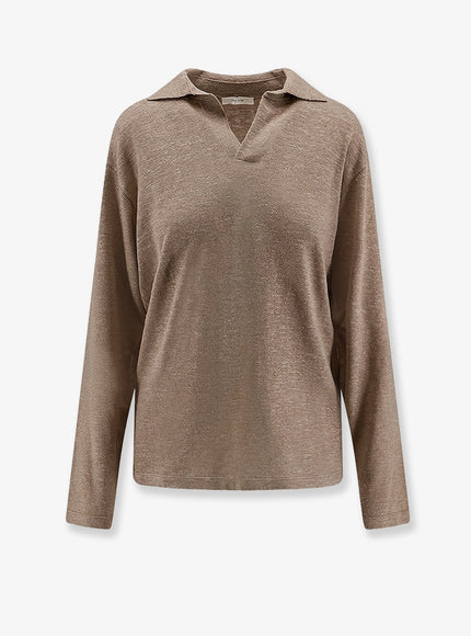 The Row Niosa Cotton And Linen Polo Coral Cream