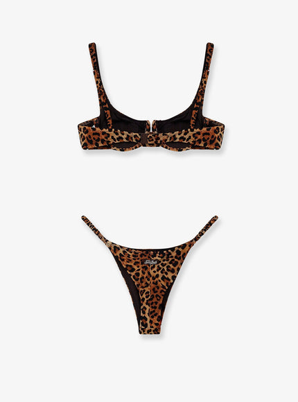 Mc2 Saint Barth Perlamir Nylon Bikini With Animal Print