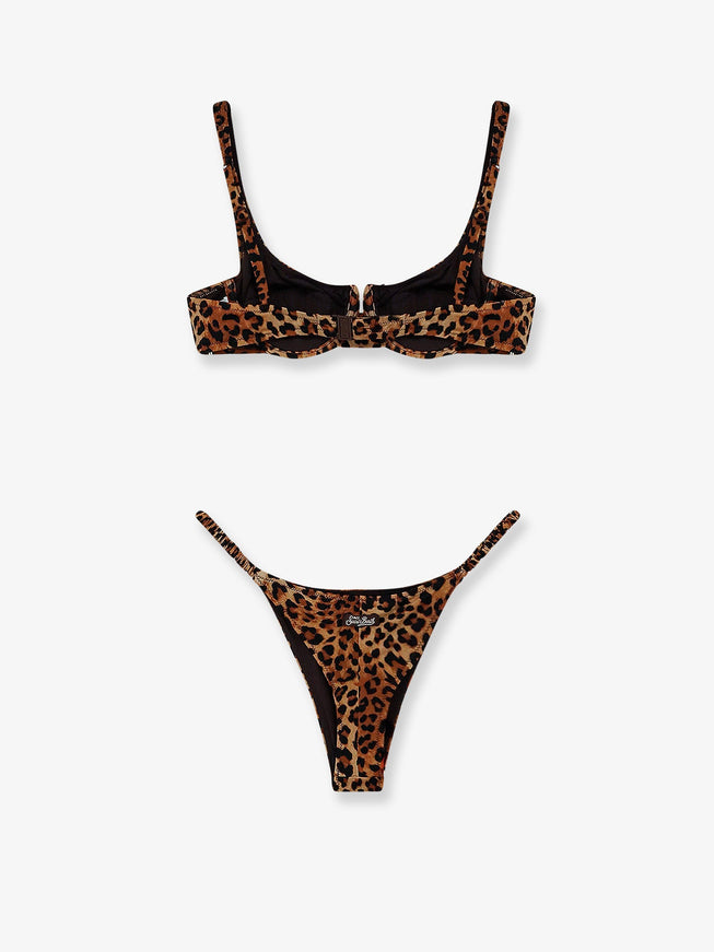 Mc2 Saint Barth Perlamir Nylon Bikini With Animal Print