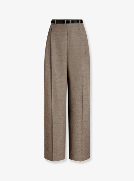 Dolce & Gabbana Mélange Trousers With Belt Melangebiancobeige