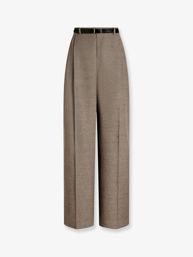 Dolce & Gabbana Mélange Trousers With Belt Melangebiancobeige