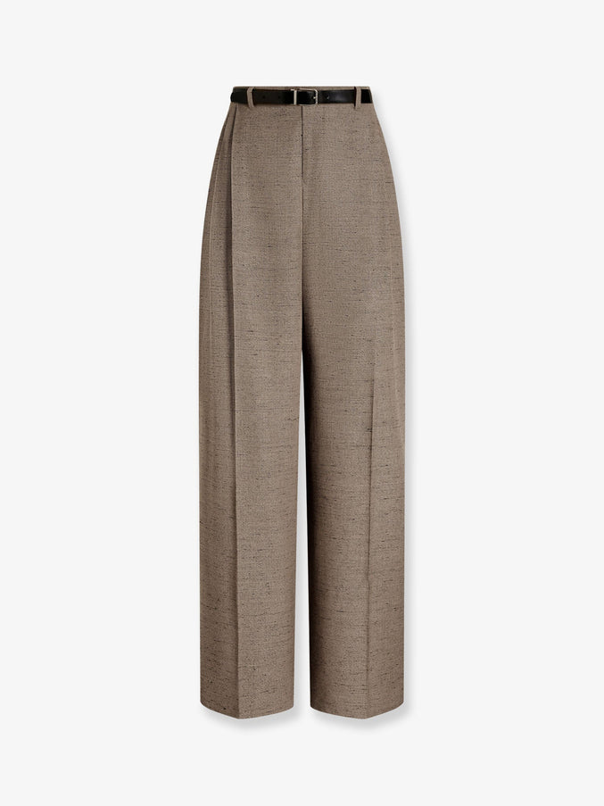 Dolce & Gabbana Mélange Trousers With Belt Melangebiancobeige