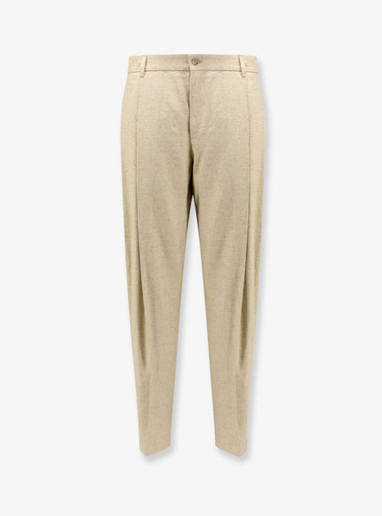 Dolce & Gabbana Hemp, Linen And Silk Trousers With Tweed Effect Beige