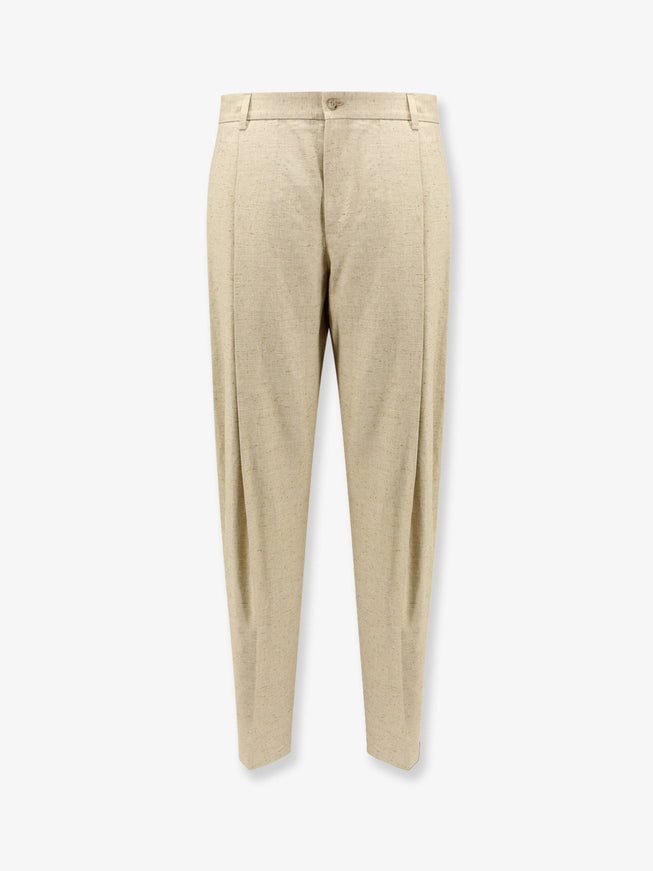 Dolce & Gabbana Hemp, Linen And Silk Trousers With Tweed Effect Beige