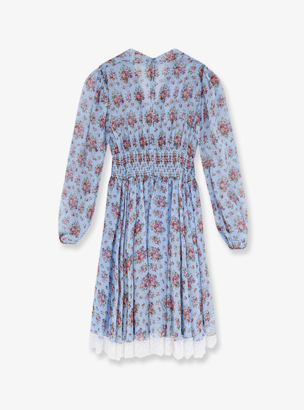 Dolce & Gabbana Long Chiffon Dress With Stampa Mazzo Di Fiori Print