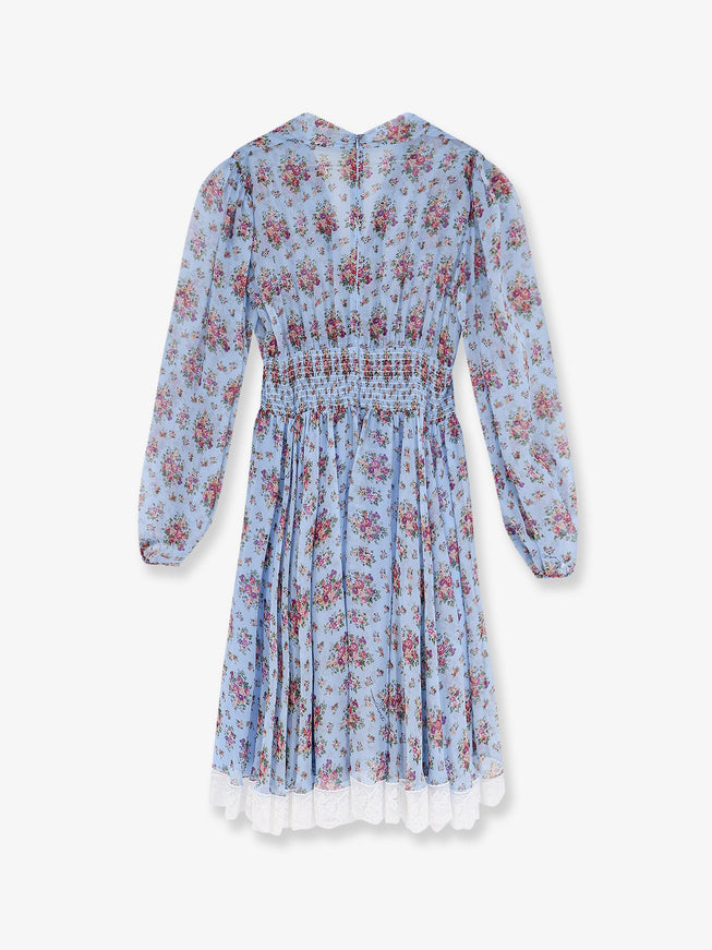 Dolce & Gabbana Long Chiffon Dress With Stampa Mazzo Di Fiori Print