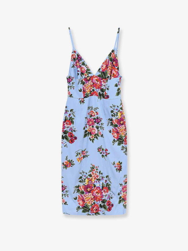 Dolce & Gabbana Satin Dress With Iconic Print Celeste