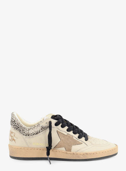 Golden Goose Deluxe Brand Ballstar Leather Sneakers With Iconic Side Logo Creamblack Whitebeige