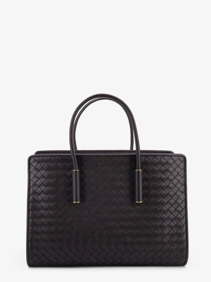 Bottega Veneta Barbara Leather Handbag With Intrecciato Motif Uni Espresso-Brass V