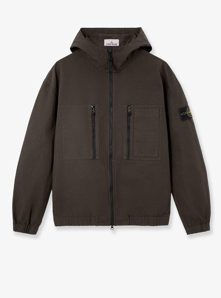 Stone Island Hooded Organic Cotton Jacket Coal Grey
