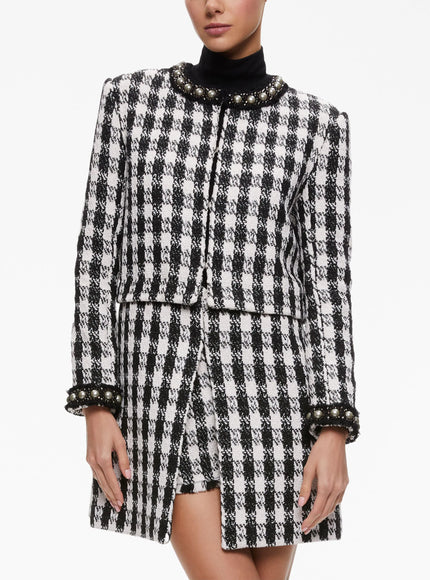 Alice + Olivia Deon Detachable Panel Tweed Jacket