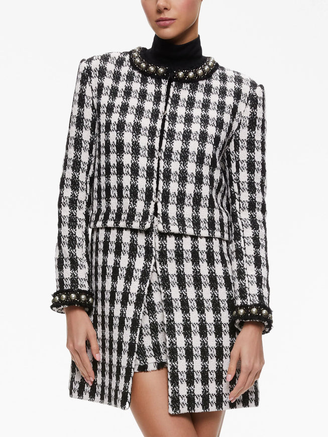 Alice + Olivia Deon Detachable Panel Tweed Jacket