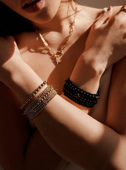 Zoe Lev 3mm Black Onyx Bead Bracelet