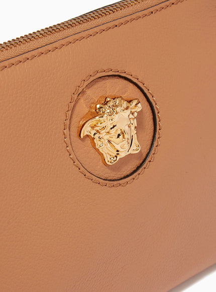 Versace La Medusa Leather Zip Pouch