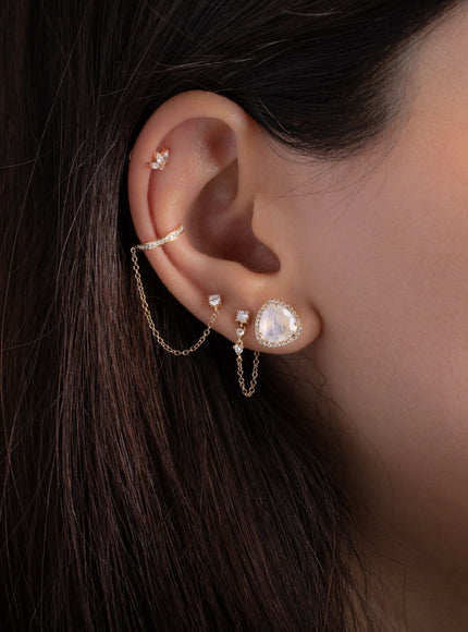 Zoe Lev Diamond Moonstone Stud Earrings