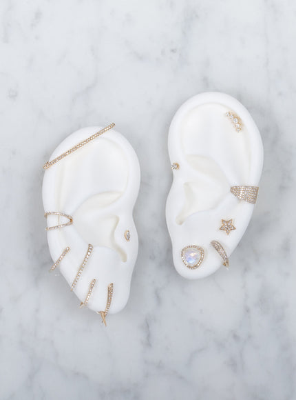 Zoe Lev Diamond Curved Bar Stud Earrings