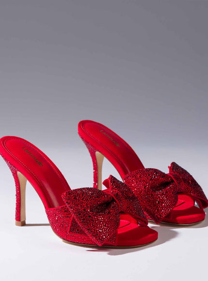 Elle Mule Crystal In Scarlet Suede