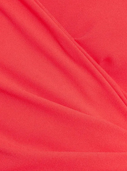 Rhea Costa Wrap Effect Crepe Gown in Scarlett Red