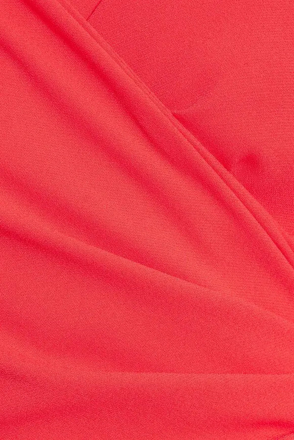 Rhea Costa Wrap Effect Crepe Gown in Scarlett Red