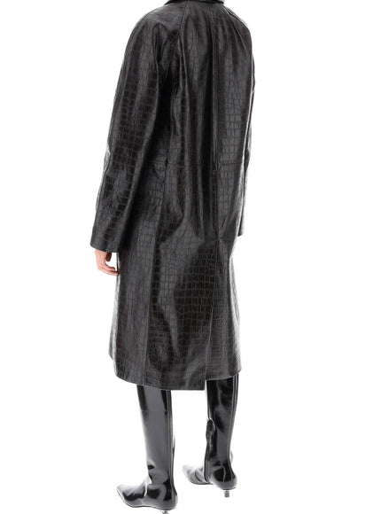 Toteme Crocodile Embossed Leather Coat