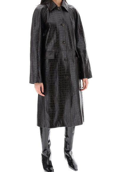 Toteme Crocodile Embossed Leather Coat