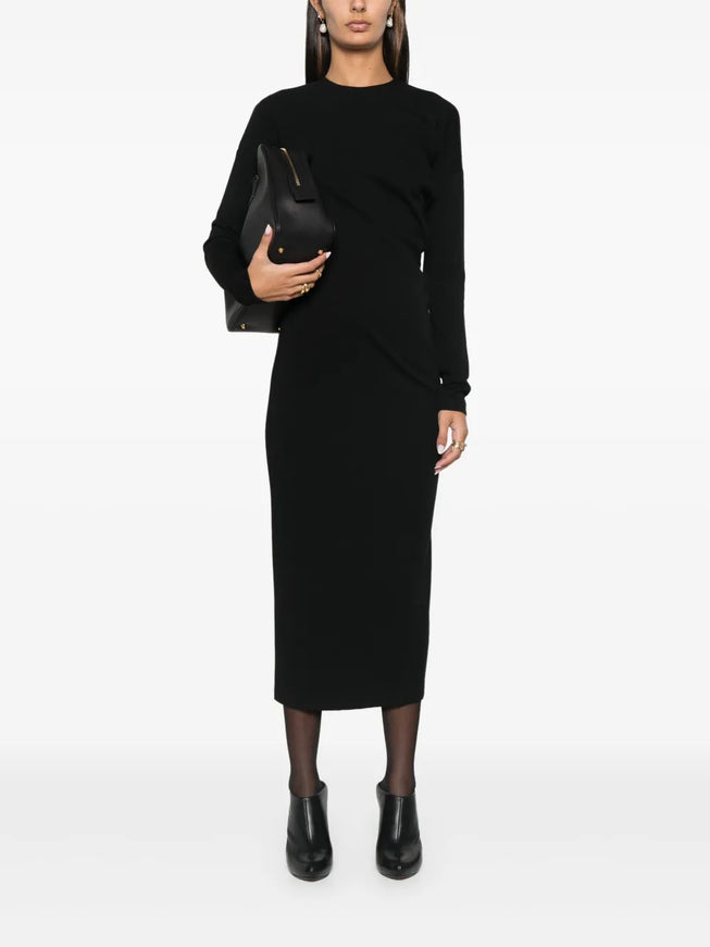 Toteme Asymmetric Gathered Jersey Midi Dress Ellie Belle Toteme Asymmetric Gathered Jersey Midi Dress Ellie Belle